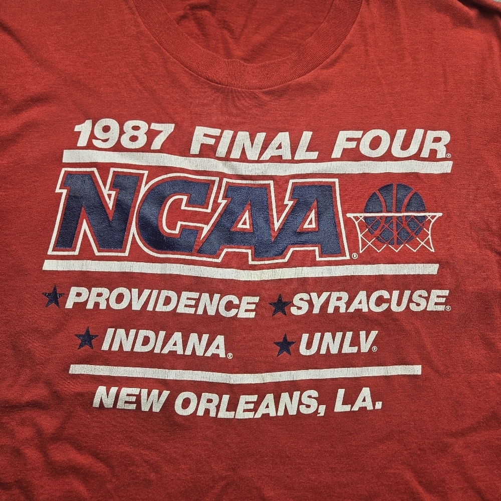Ncaa 1987 Final Four Single Stitch Tshirt Red Basketball Vintage Small